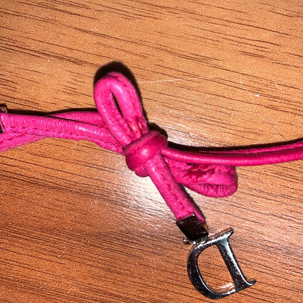 Authentic Christian Dior Leather and Metal Charm Bow Bracelet - Picture 9 of 11